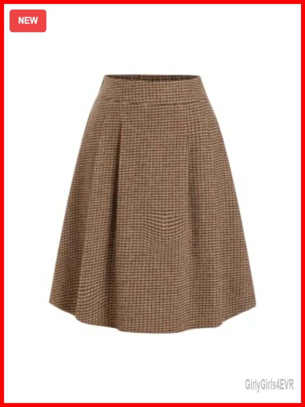 Plaid Pleated A-Line Midi Skirt with Pockets Office Fall
